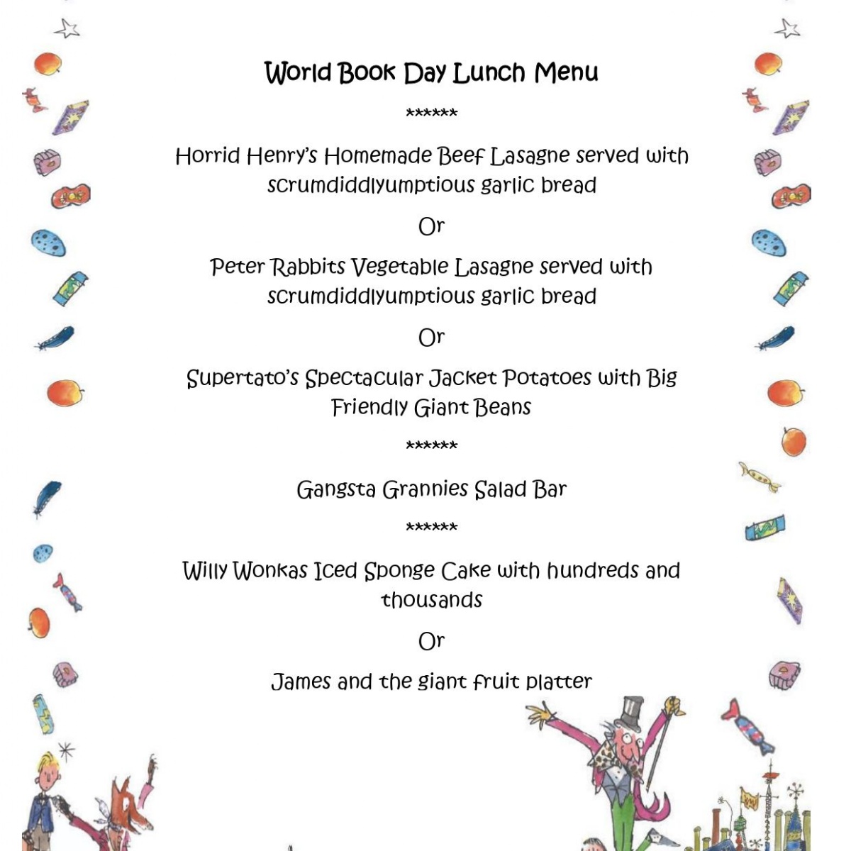 thornhill-primary-school-world-book-day-lunch-menu